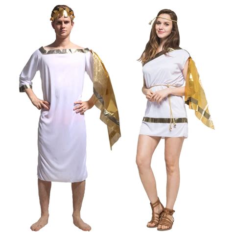 Umorden Adult Grecian Toga Set Costume Men Women Roman Greek God Goddess Costumes Halloween