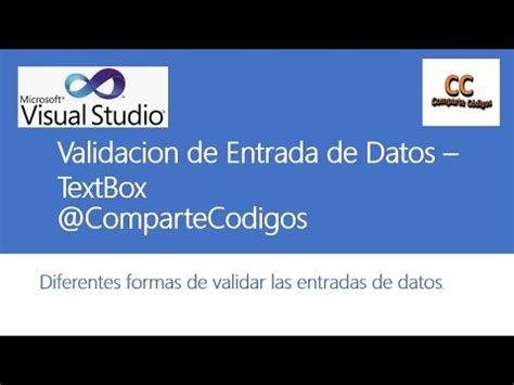 Control TextBox Validación de Entrada de Datos VB NET YouTube