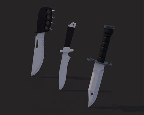 D Model Low Poly Combat Knives Pack Vr Ar Low Poly Cgtrader