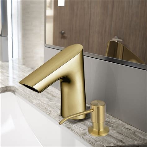 Brushed Gold Bathselect Commercial Infrared Automatic Electronic Faucet With Manual Soap