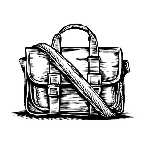 Premium Vector Messenger Bag Monochrome Ink Sketch Vector Drawing