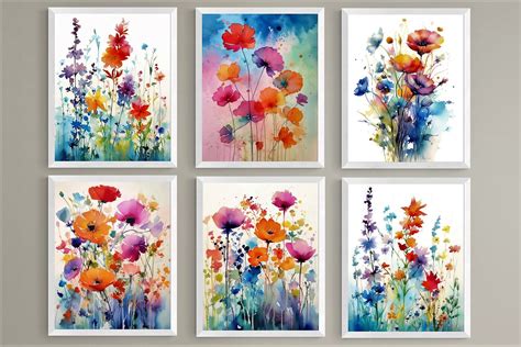 Floral Wall Art Set, Watercolor Floral Wall Gallery, Maximalist Wall ...