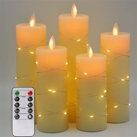 Buy Vency Flameless Candles With Embedded String Lights 5 Piece LED