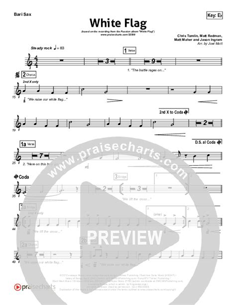 White Flag Bari Sax Sheet Music Pdf Chris Tomlin Passion Praisecharts