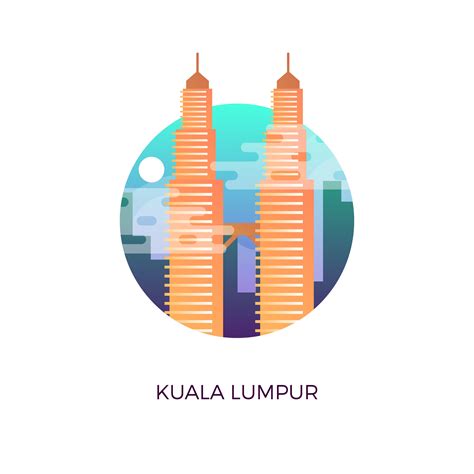 Flat Modern Petronas Tower Kuala Lumpur Malaysia Badge Logo Vector ...