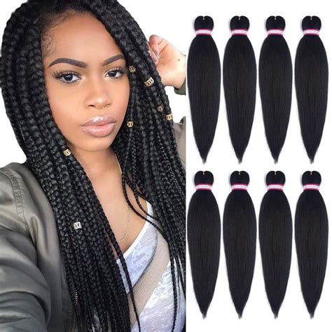 Buy Pre Stretched Braiding Hair Extensions Black 16 Inch 8 Packs Synthetic Braiding Hair Crochet