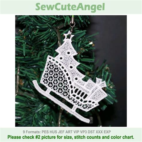 FSL Dazzling Christmas Sleigh Free Standing Lace Machine Embroidery