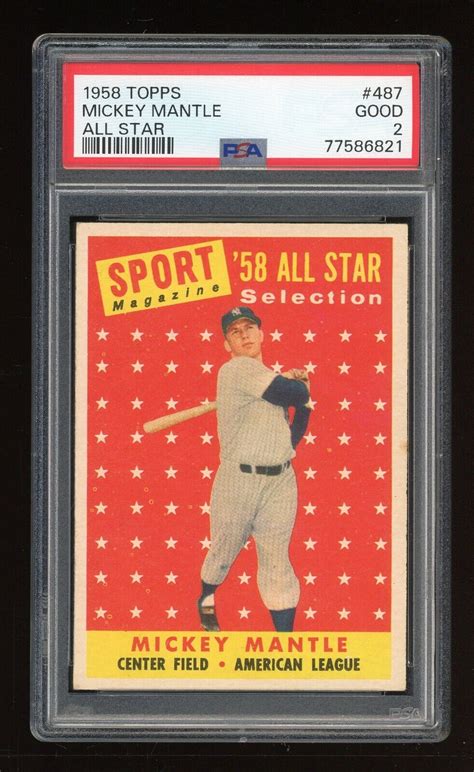 Topps Mickey Mantle All Star Psa Good Yankees Ebay