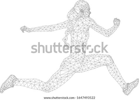 Women Athlete Jumper Triple Jump Polygon Stock Vector Royalty Free