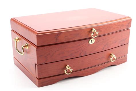 Jere Mahogany Finish Luxury Locking Jewelry Box Ebth