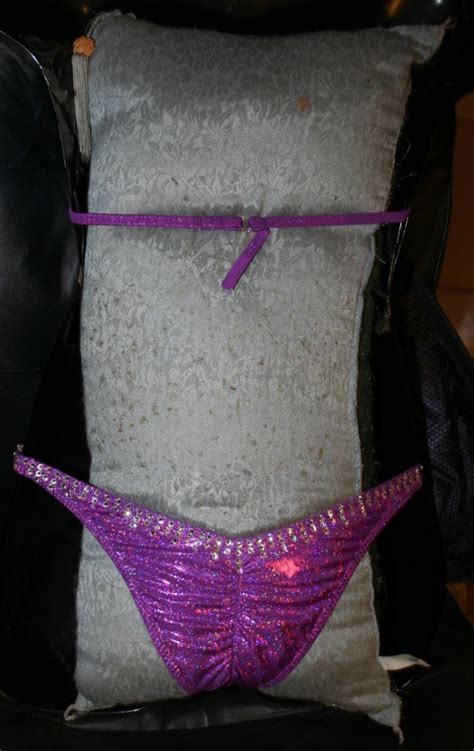 Style Fuschia Hologram Competition Bikini With Rhinestone