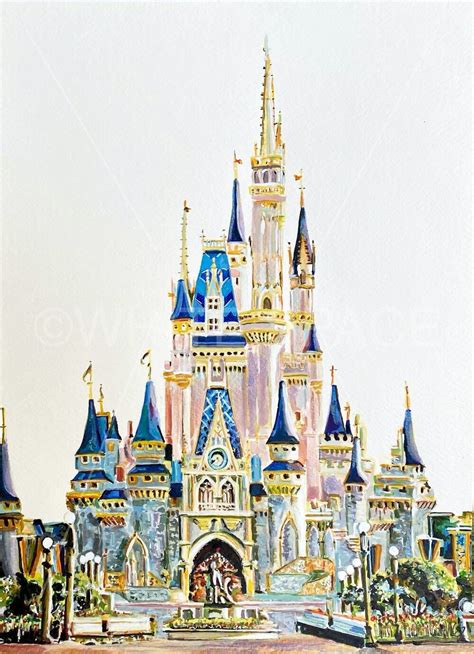 Disney Castle Art Print Disneyworld Castle Printable Disney Castle ...