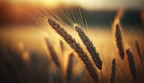 Ai Gerada De Ouvidos De Trigo Dourado No Campo Profundidade