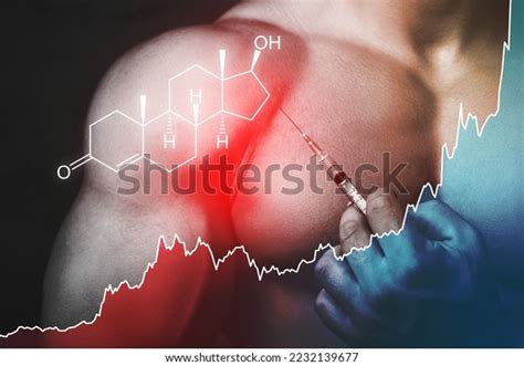 Bodybuilder Syringe Testosterone Formula Rising Chart Stock Photo ...