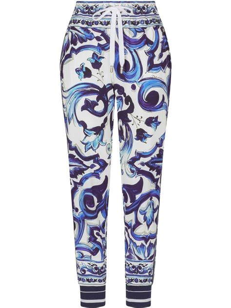 Dolce And Gabbana Majolica Print Cady Track Trousers Farfetch