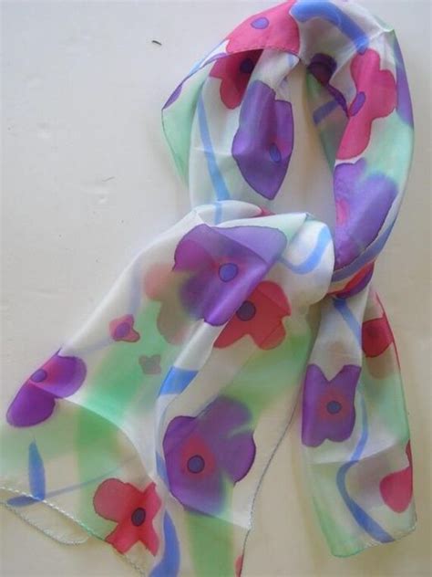 Items Similar To Handpainted Silk Scarf Spring Flowers Colours On Etsy