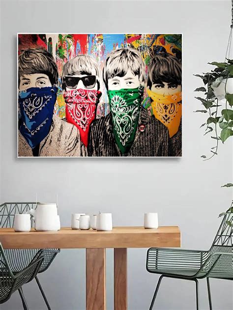 1pc Beatles Picture Canvas Print, Graffiti Poster, Street Graffiti Wall ...