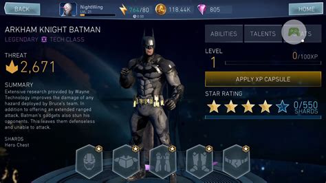 Injustice Mobile Legendary Arkham Knight Batman Full Gear Set