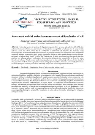 Assessment And Risk Reduction Measurement Of Liquefaction Of Soil PDF