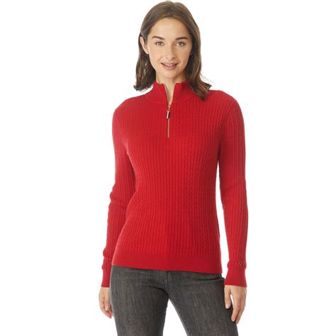 Tommy Hilfiger Quarter Zip Mockneck Cable Knit Sweater Amagloplace