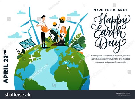 Happy Earth Day Banner Poster Design Stock Vector Royalty Free