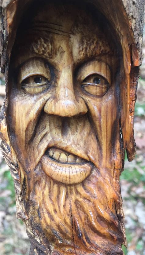 Wood Carving Wood Spirit Carving Rustic Decor Wall Art Original Art