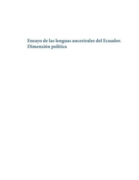 Ensayo De Las Lenguas Ancestrales Del Ecuador Cultura Udocz Hot Sex