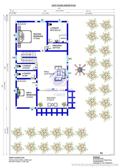 East Facing House Plan East Home 4 Bedroom House Plan House