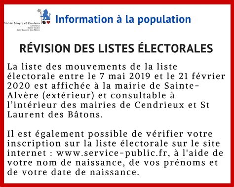 Information La Population R Vision Des Listes Lectorales