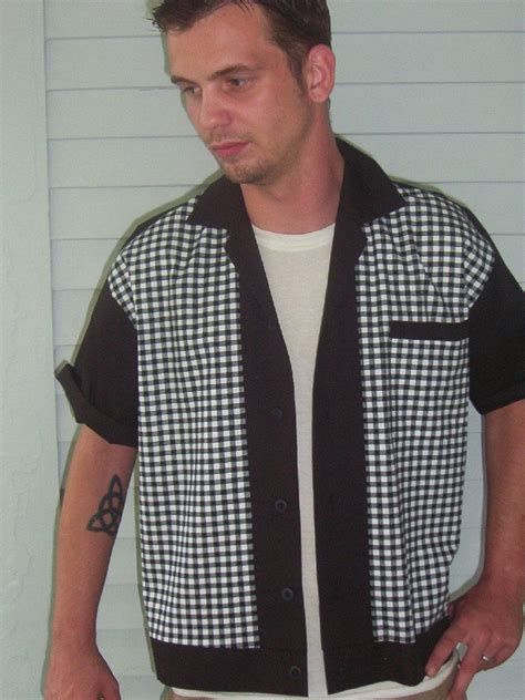 Mens Rockabilly Shirt Jac Black And White Plaid 1950s Style Etsy