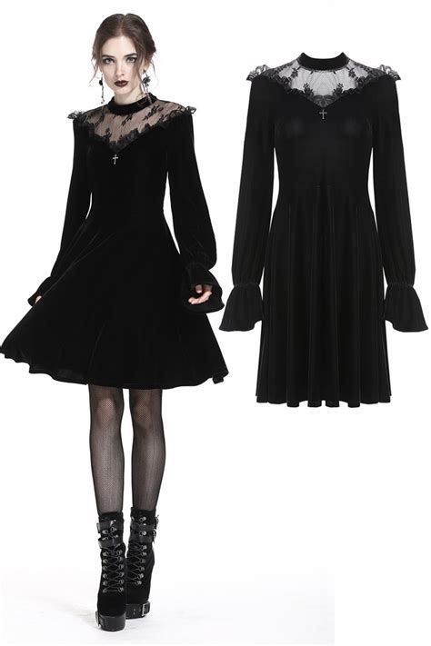 Robe Gothique En Velours Noir Dark In Love Orn E De Dentelle