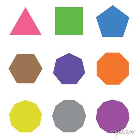 Different Types Of Regular Polygons 2d Geometric Shapes Triangle