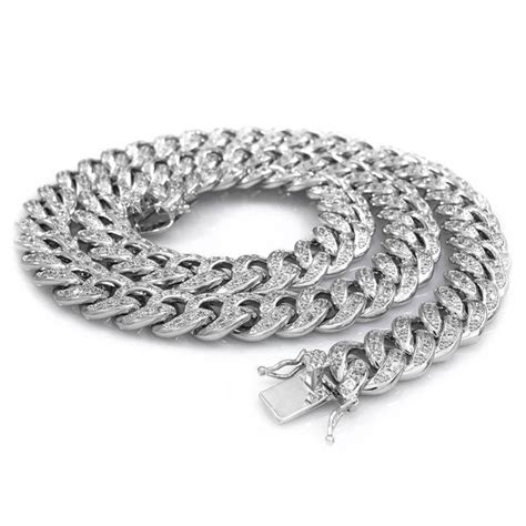 18k White Gold Iced Cuban Chain Nivs Bling