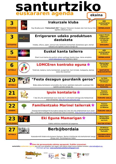 Agenda Del Euskera De Junio