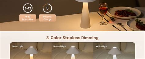 Lalavon Rechargeable Cordless Table Lamp 3 Color Modes Magnetic