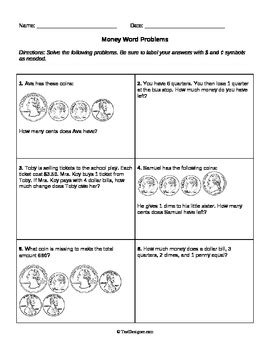 Money Word Problems Grade Common Core Md C Money Word Problems