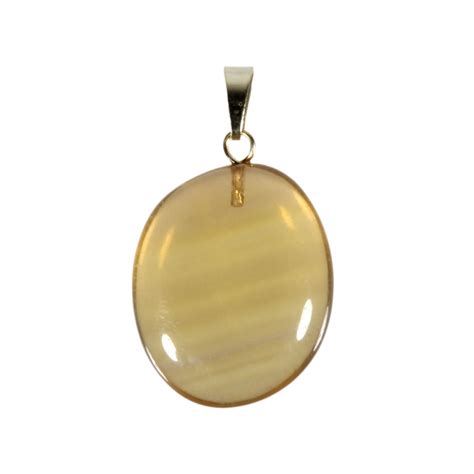 Fluoriet Geel Hanger Ovaal Met 14k Gouden Oogje Spiritual Garden