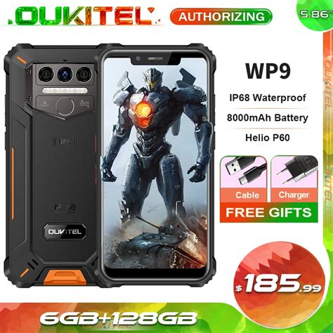 Oukitel smartphone wp9 helio p60 octa core ip68 à prova d água