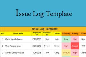 Download Issue Log Template Excel (Risk & Tracking)