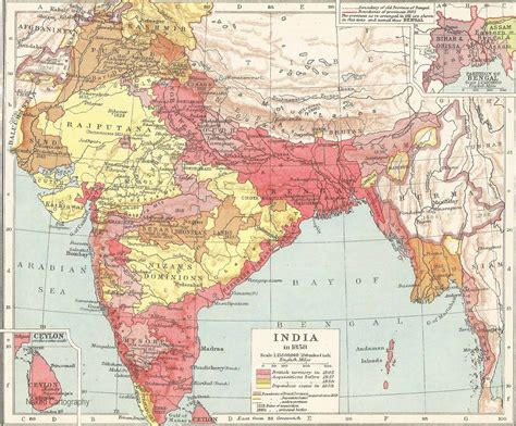 Old Map Of Indian In 1858 Antique Map Vintage Maps Lithograph Prints