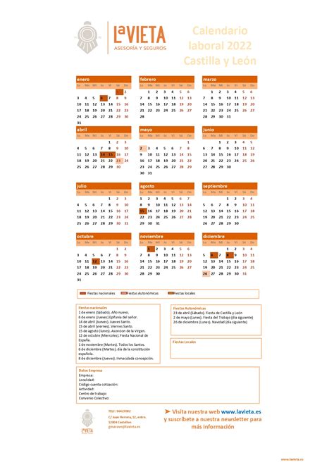 Calendario Laboral De Castilla Y Le N En Pdf Para Imprimir