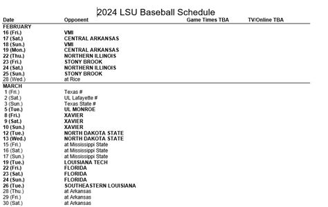 Lsu Baseball Schedule 2024 Printable Calendar