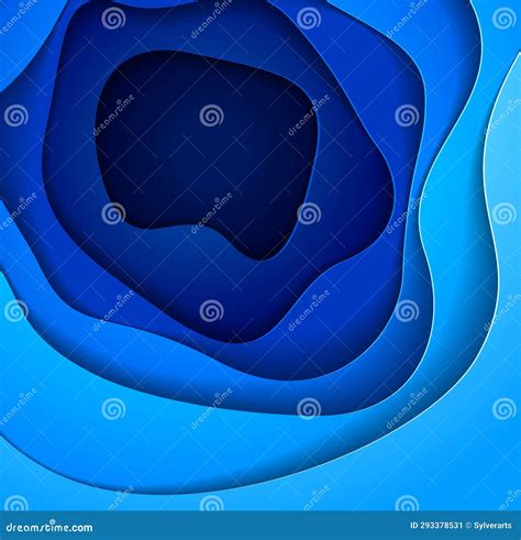 3d Abstract Blue Background With Paper Cut Shapes Vector Illustration