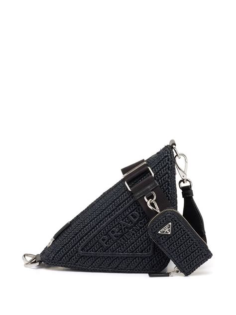 Prada Raffia Triangle Shoulder Bag Farfetch