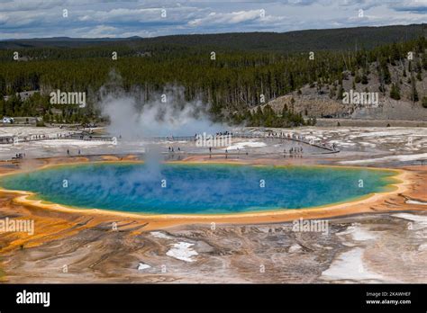 An aerial view of the Grand Prismatic Spring in Wyoming Stock Photo - Alamy