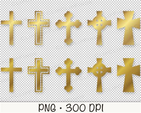 Gold Cross Png Gold Cross Clipart Gold Crosses Overlay Etsy