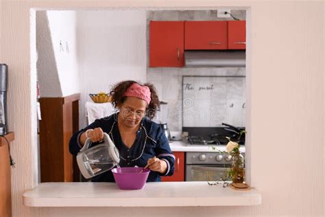 Old Latina Woman Making Jelly Stock Photo Image Of Simplicity Routine 390186406