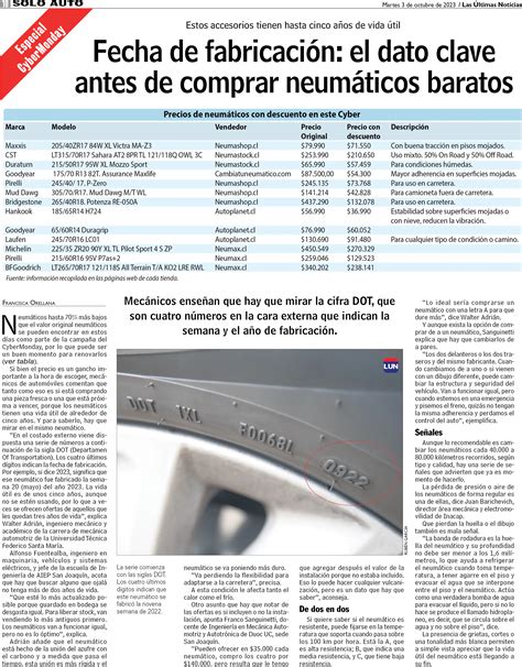 Fecha de fabricación el dato clave antes de comprar neumáticos baratos