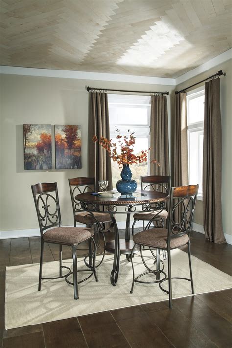 Signature Design By Ashley Glambrey D329 13 Round Dining Room Counter Table With Metal Accents