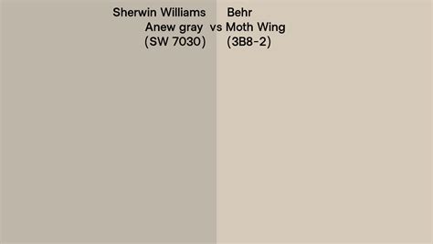 Sherwin Williams Anew Gray SW 7030 Vs Behr Moth Wing 3B8 2 Side By